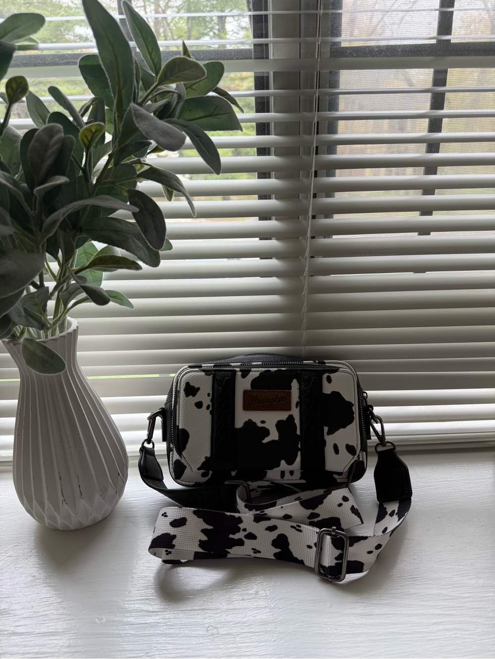 Wrangler Cow Print Crossbody Bag - Black & White